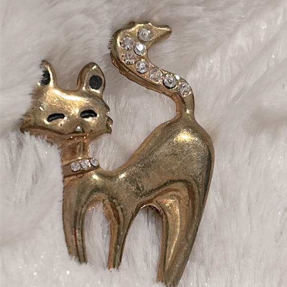 VINTAGE NEW FOX BROOCH  W RHINESTONE TAIL AND COLLAR NEW - Picture 6 of 11